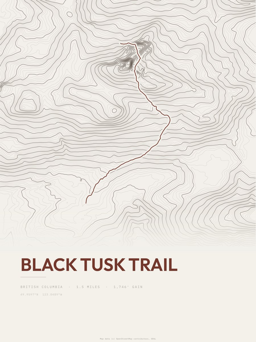 Black Tusk Trail Topographic print