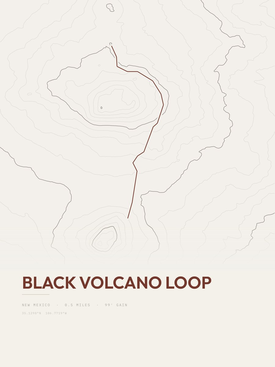 Black Volcano Loop Topographic print