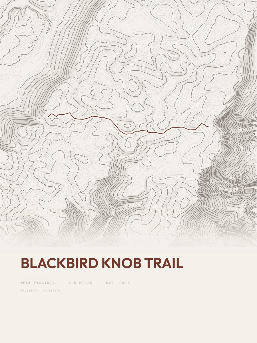 Blackbird Knob Trail topographic trail print