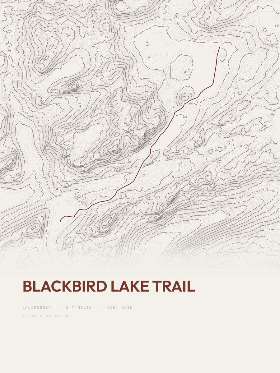 Blackbird Lake Trail topographic trail print