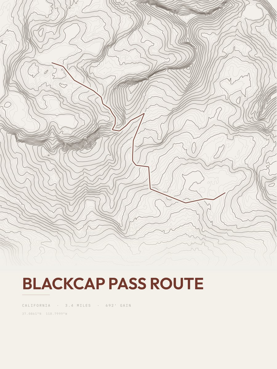 Blackcap Pass Route Topographic print