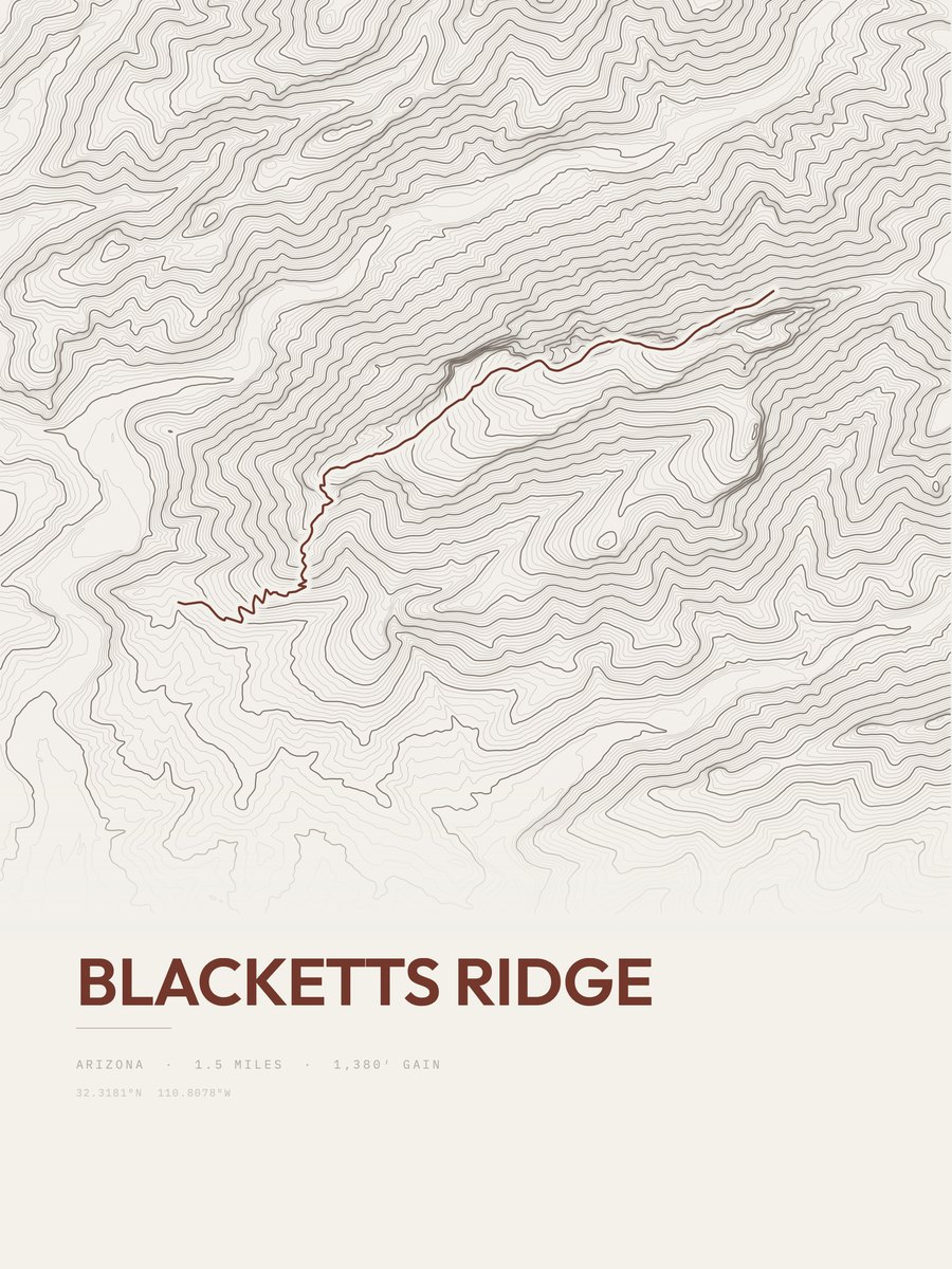 Blacketts Ridge topographic trail print