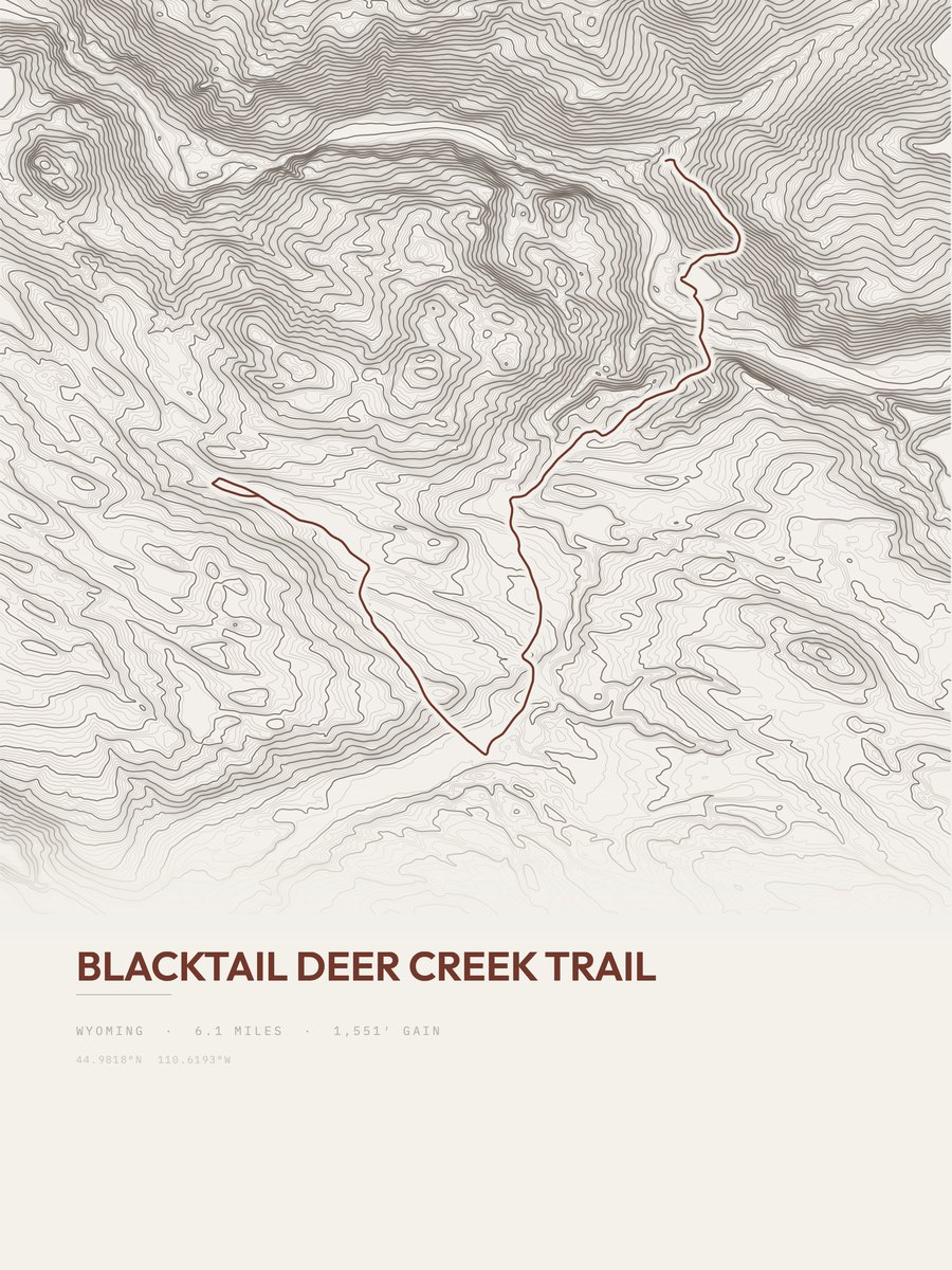 Blacktail Deer Creek Trail Topographic print