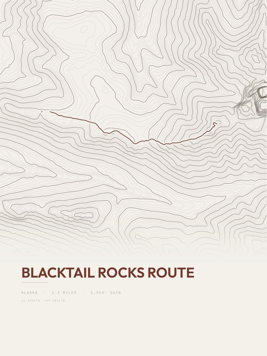 Blacktail Rocks Route Topographic print