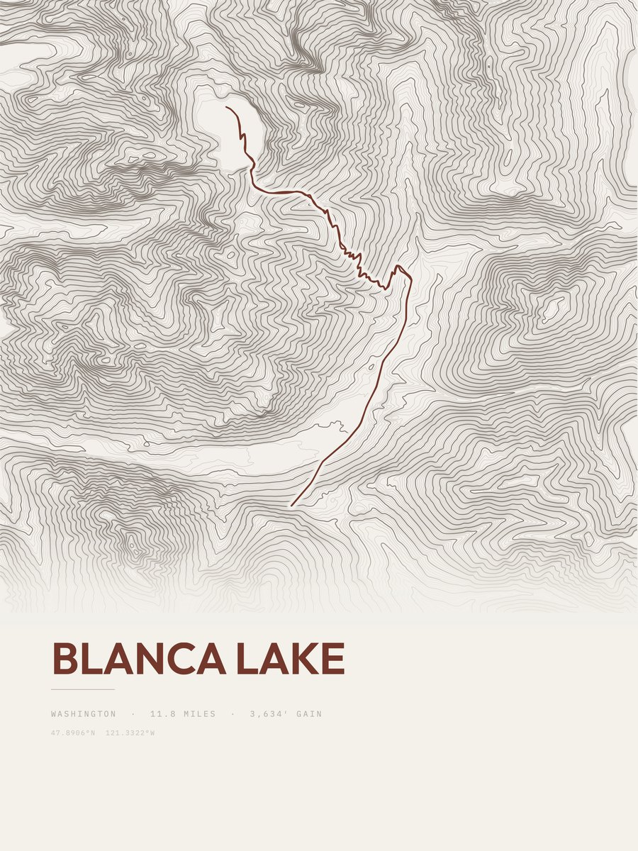 Blanca Lake topographic trail print