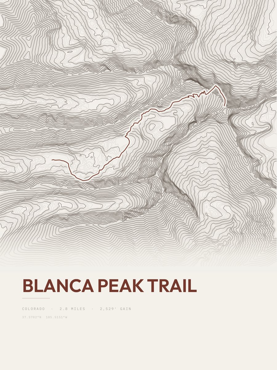 Blanca Peak Trail Topographic print