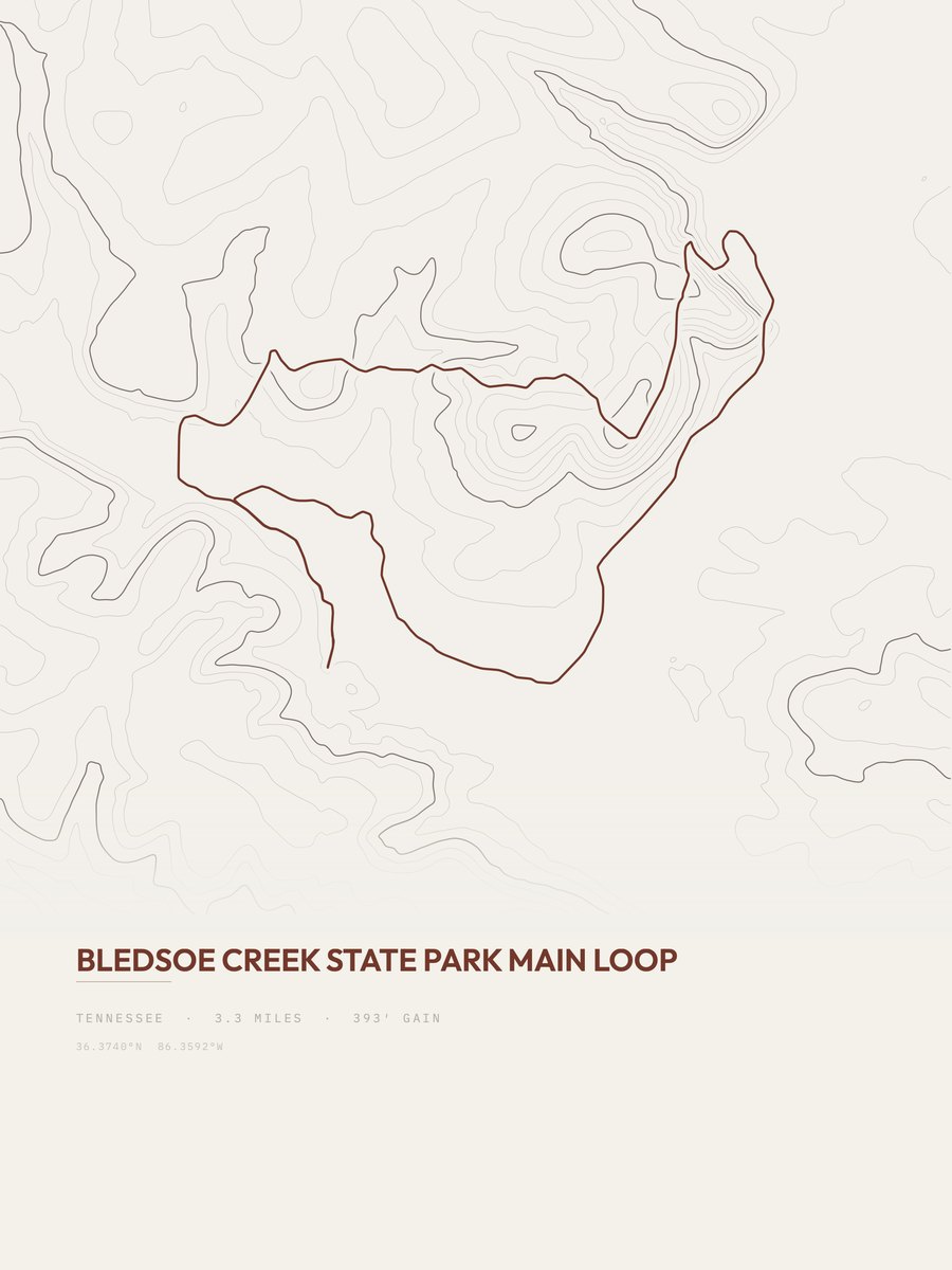 Bledsoe Creek State Park topographic trail print