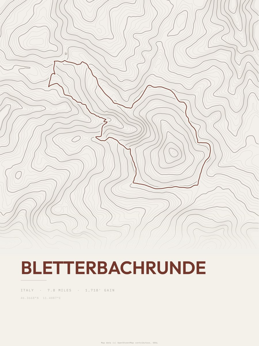 Bletterbachrunde topographic trail print