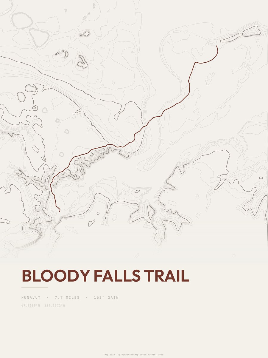 Bloody Falls Trail Topographic print