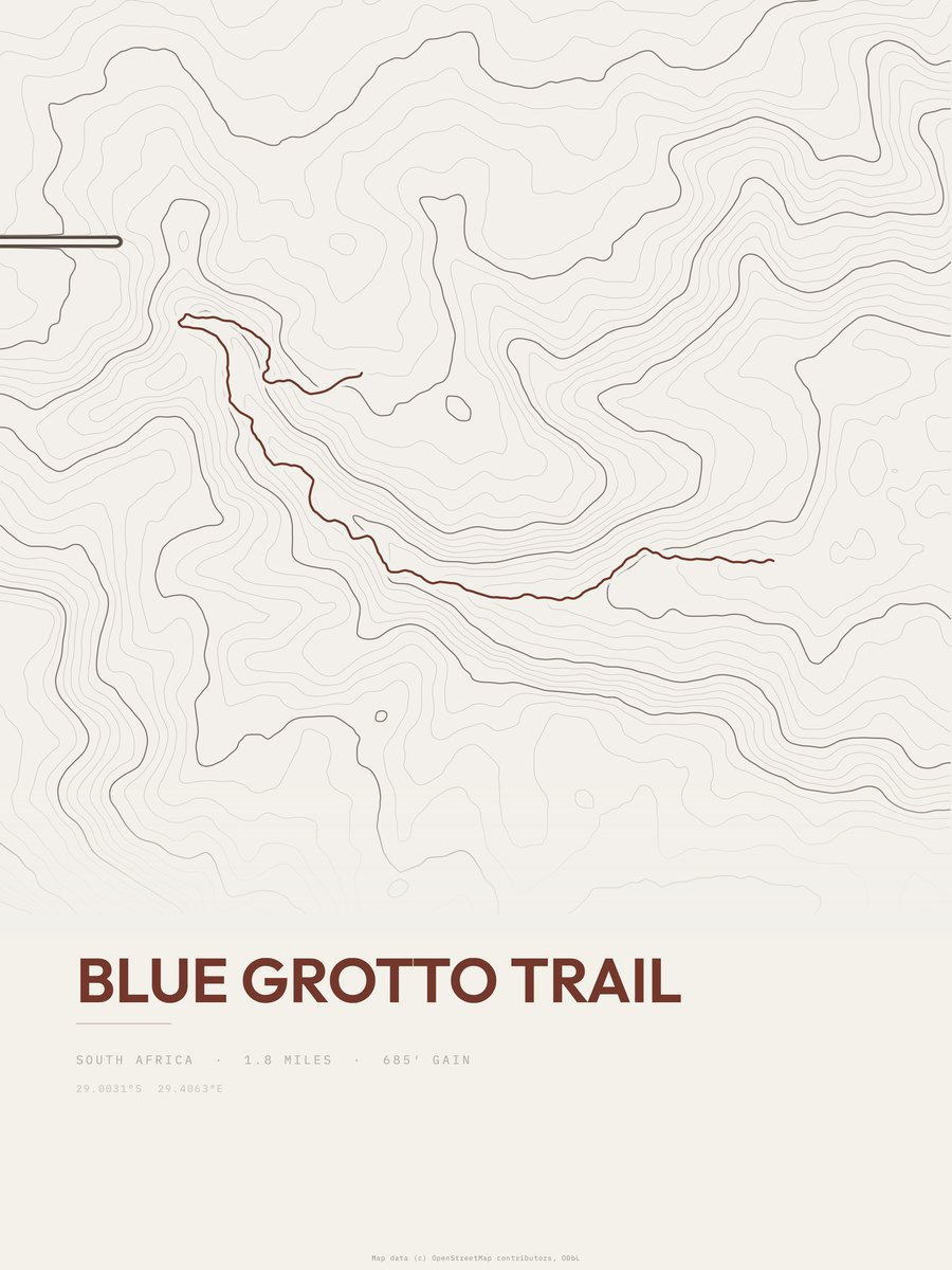 Blue Grotto Trail topographic trail print