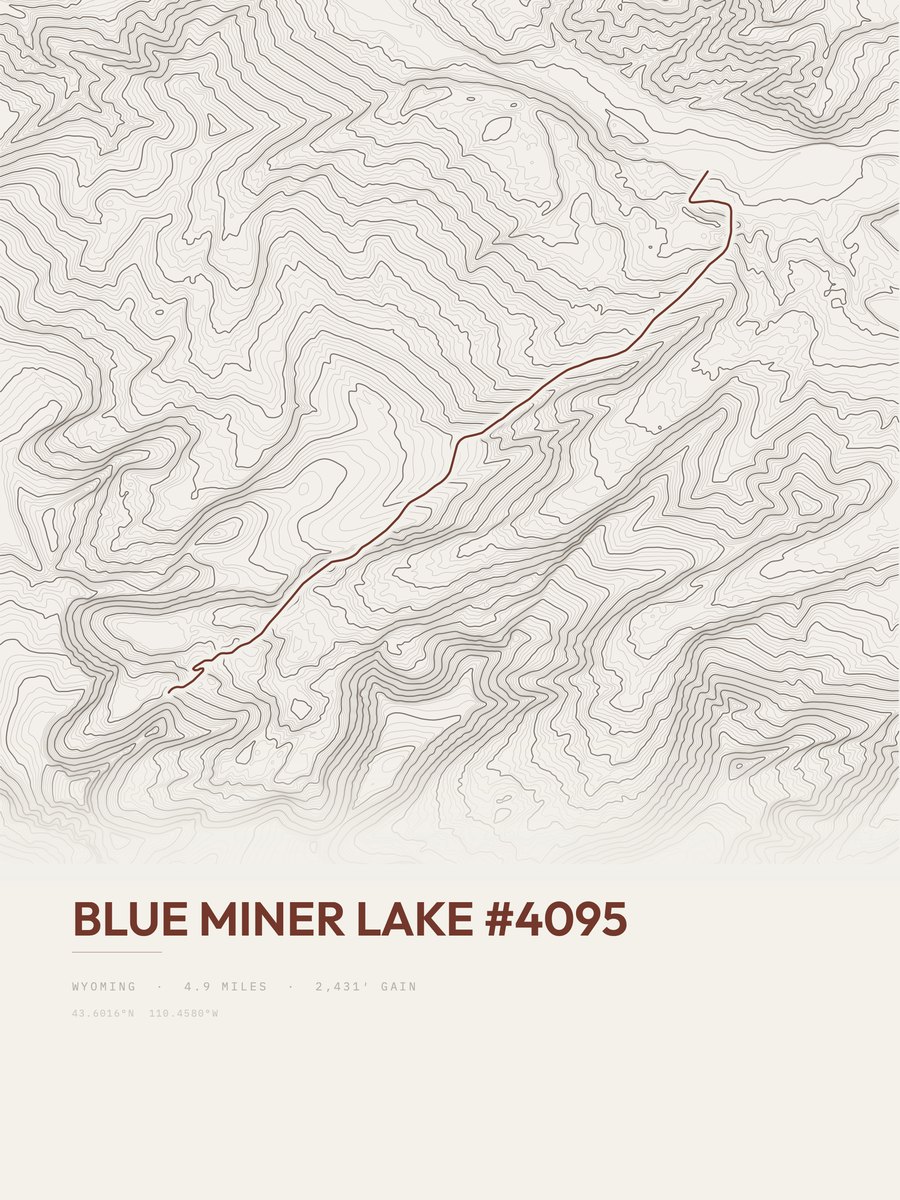 Blue Miner Lake Topographic print