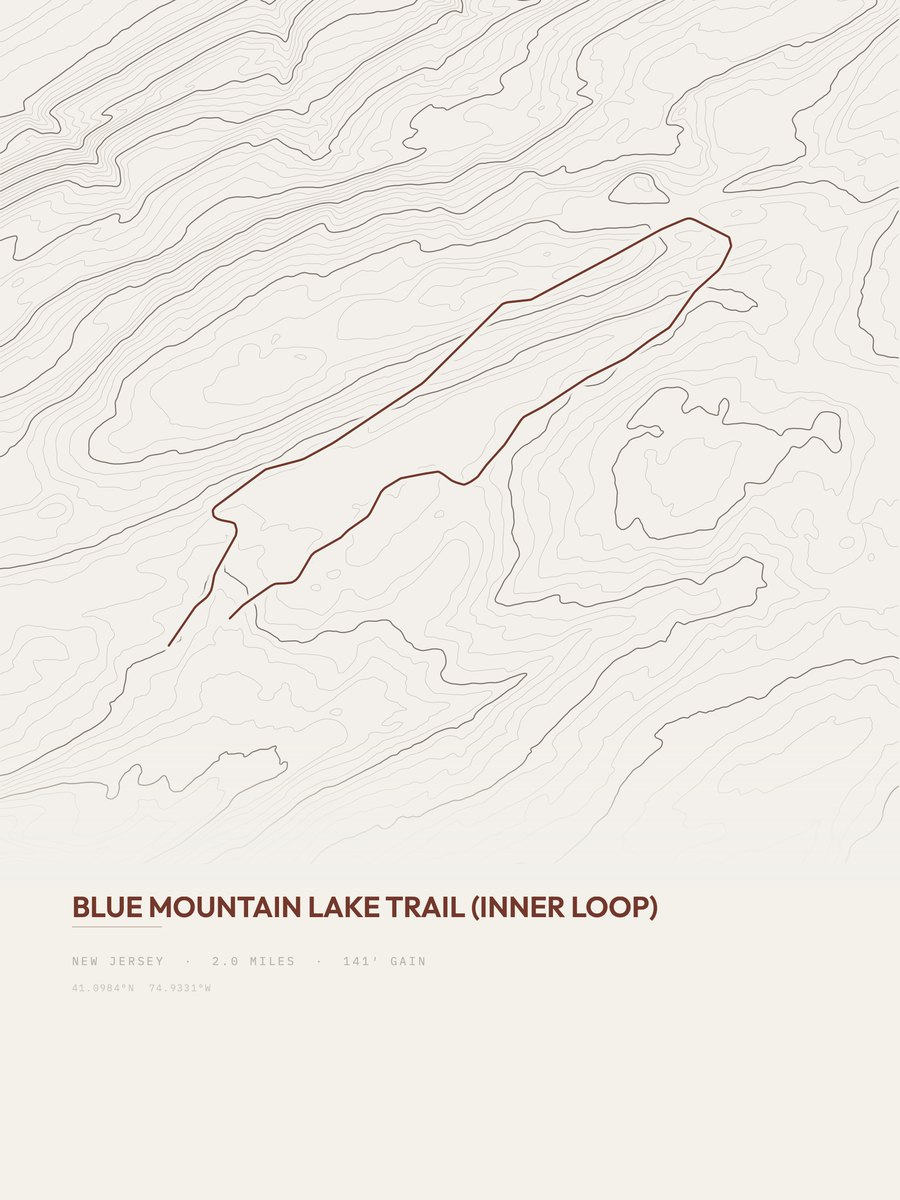 Blue Mountain Lake Trail Topographic print