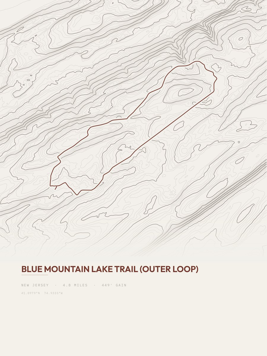 Blue Mountain Lake Trail topographic trail print