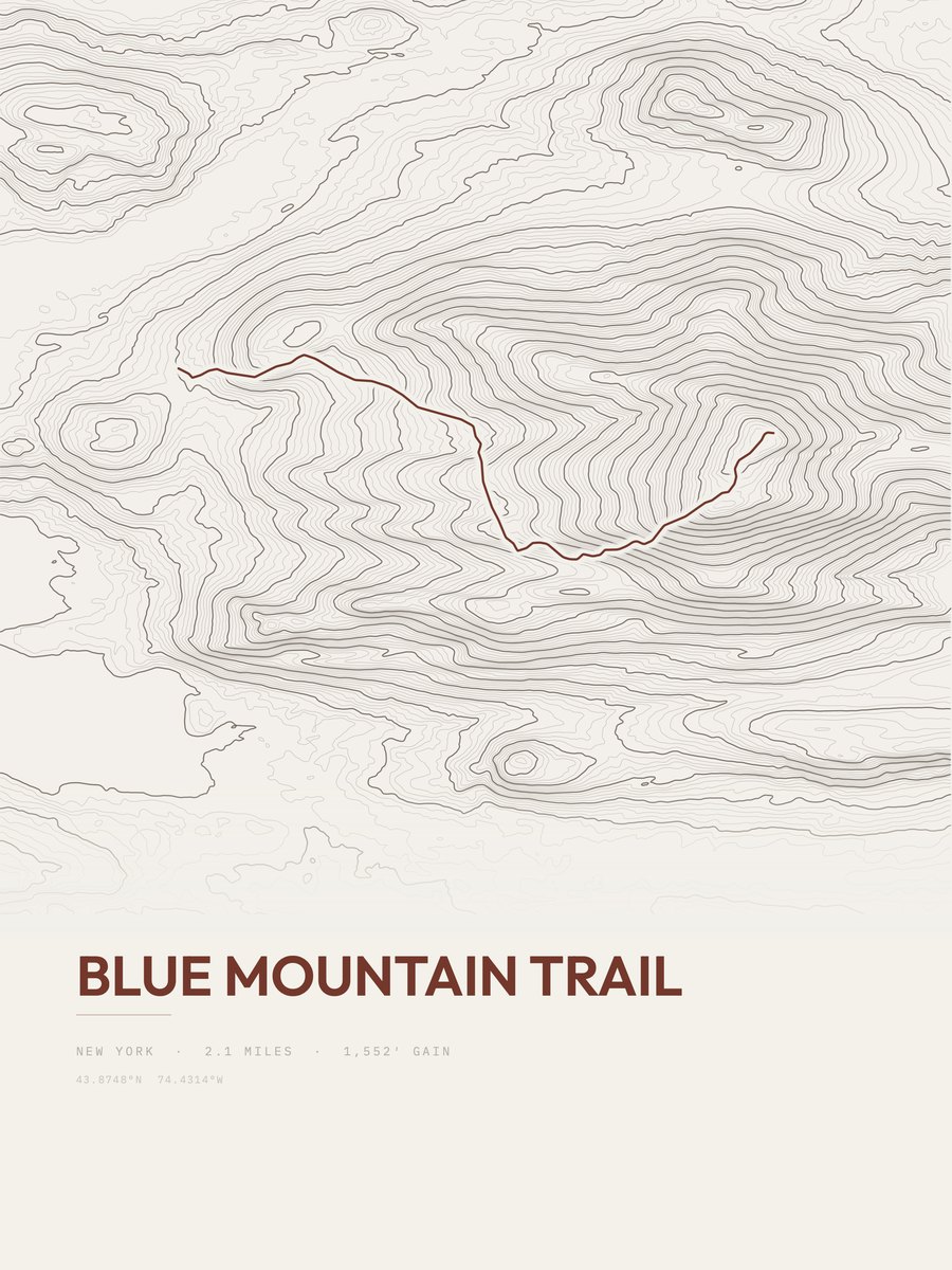 Blue Mountain Trail Topographic print
