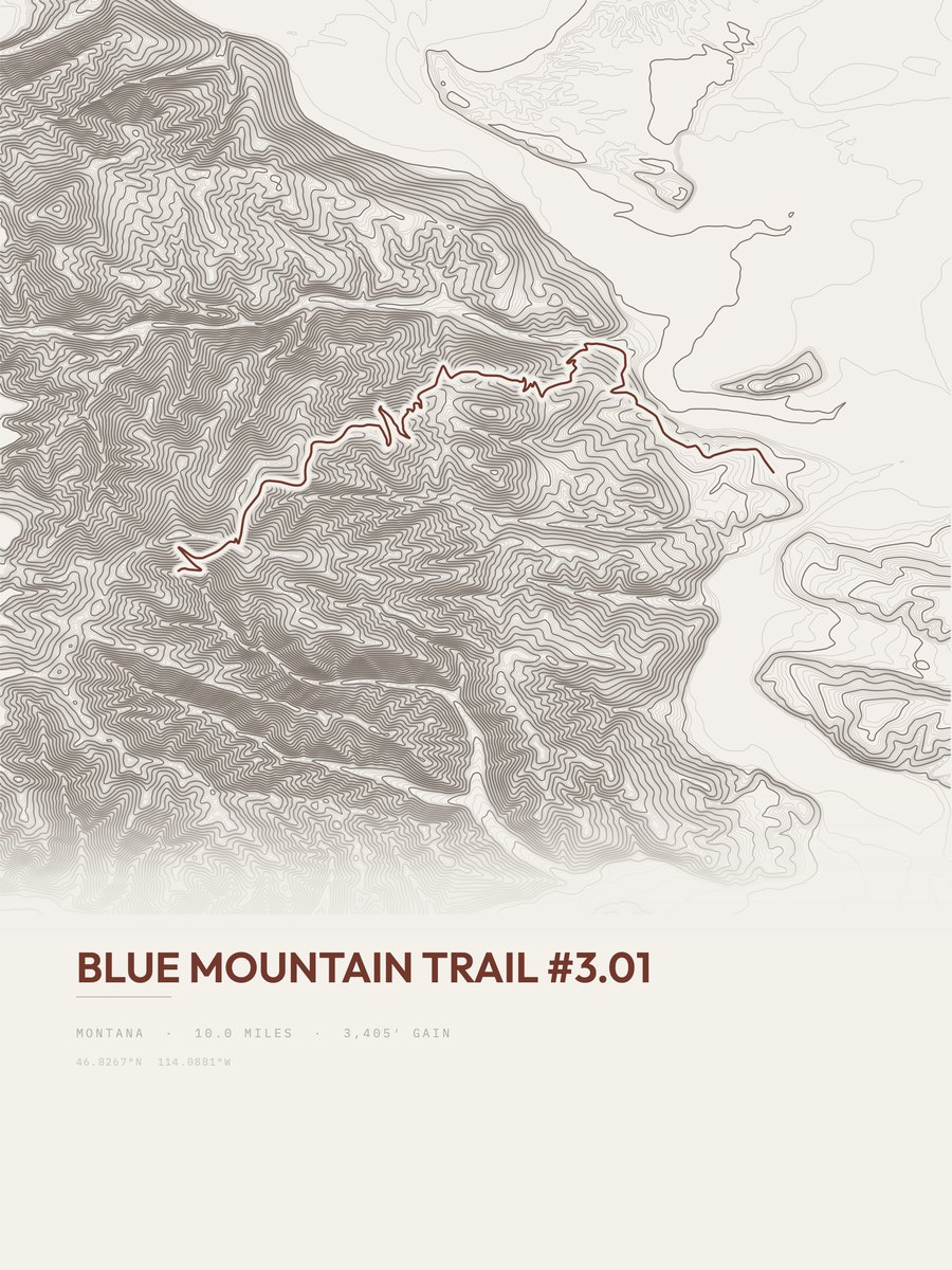 Blue Mountain Trail Topographic print