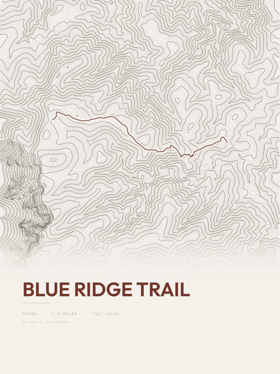 Blue Ridge Trail topographic trail print