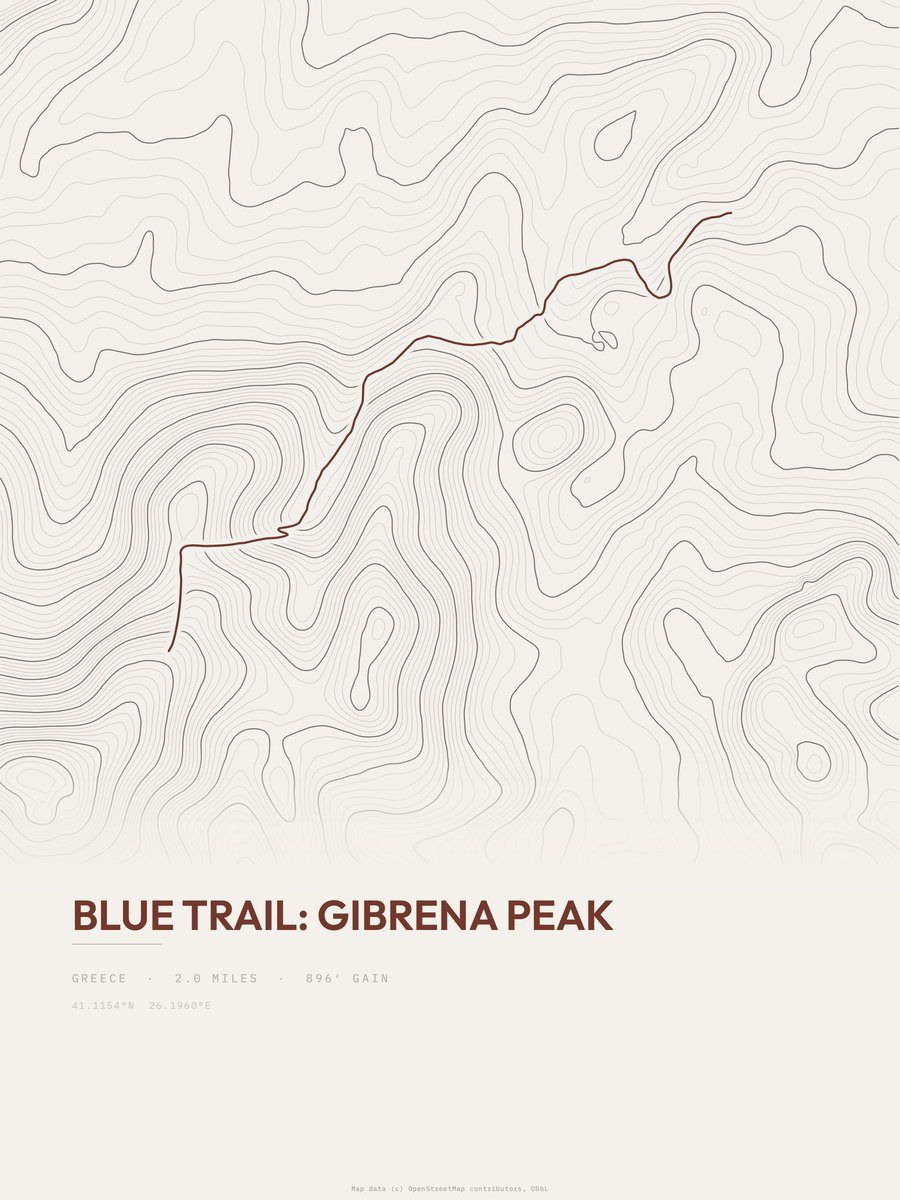 Blue Trail Topographic print