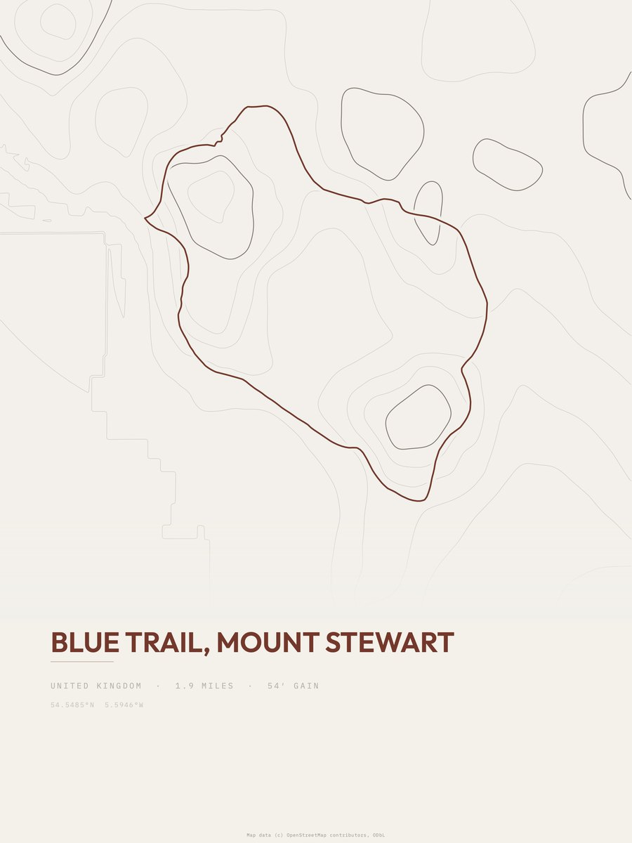Blue Trail topographic trail print
