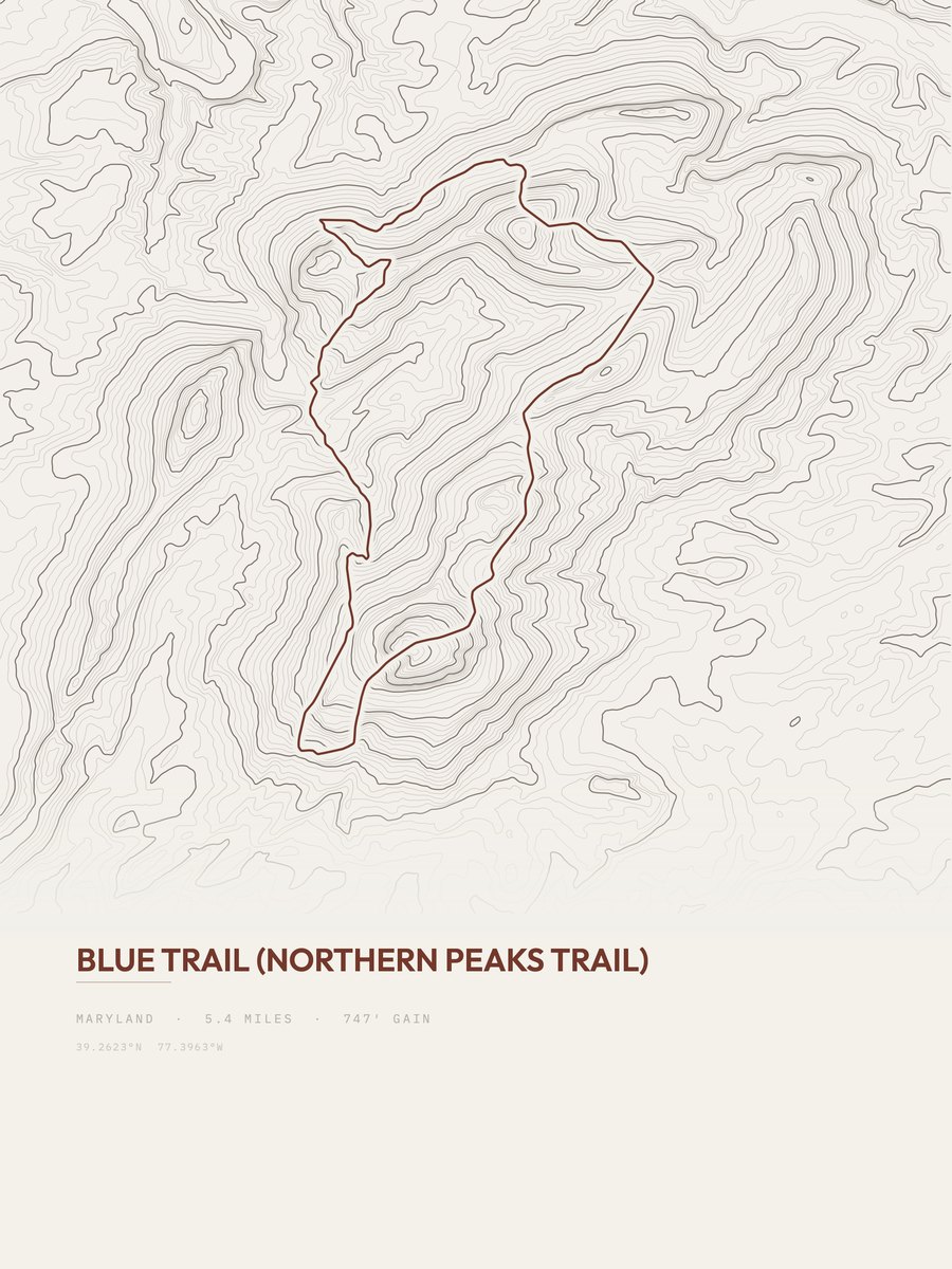 Northern Peaks Trail Topographic print