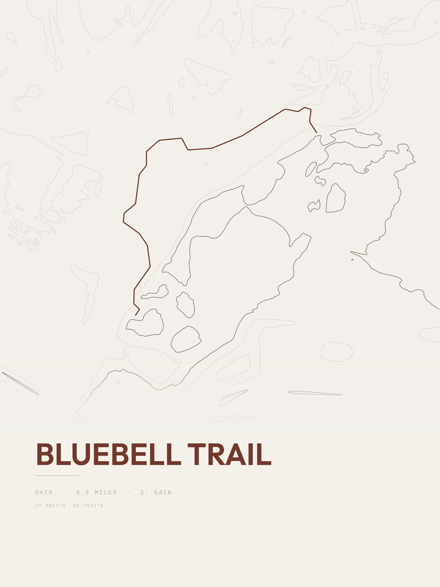 Bluebell Trail topographic trail print