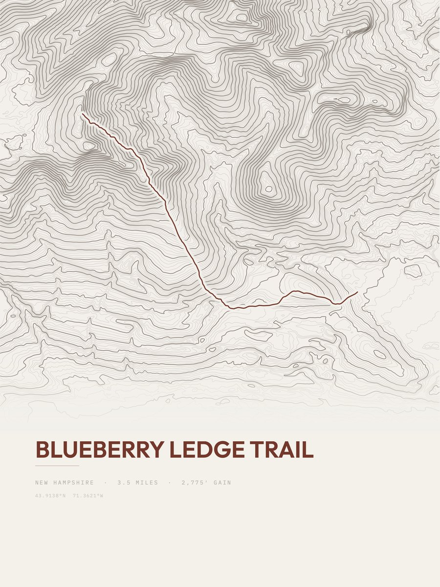 Blueberry Ledge Trail Topographic print