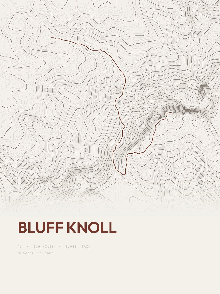 Bluff Knoll topographic trail print