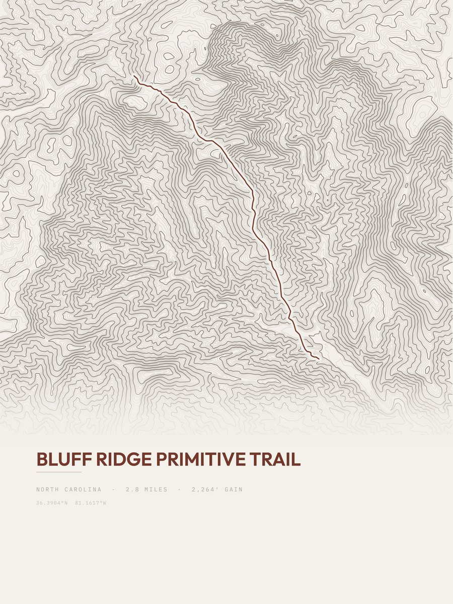 Bluff Ridge Primitive Trail Topographic print