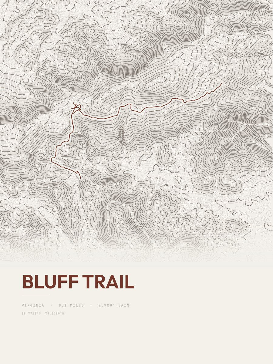 Bluff Trail topographic trail print