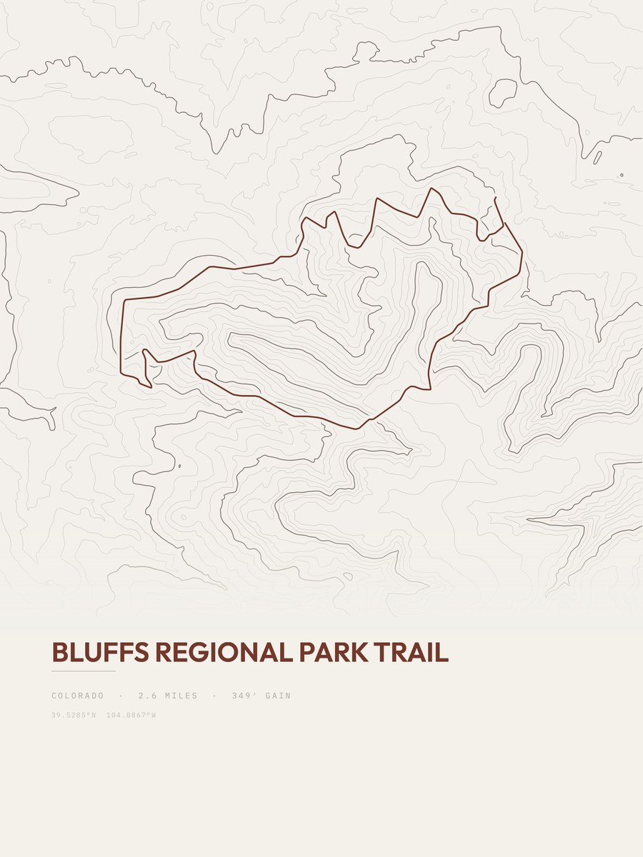 Bluffs Regional Park Trail Topographic print