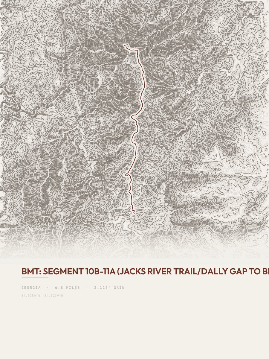 Big Frog Mountain topographic trail print