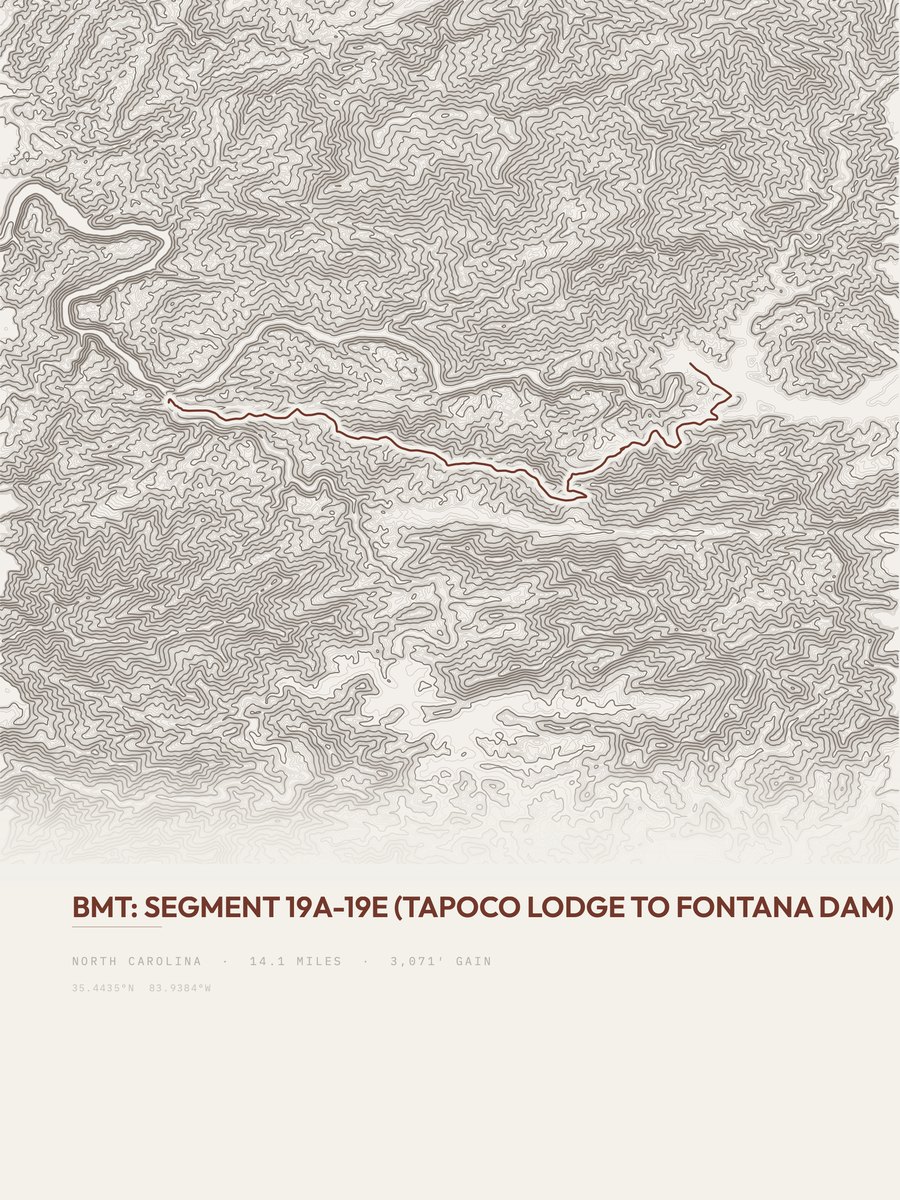 Tapoco Lodge to Fontana Dam topographic trail print