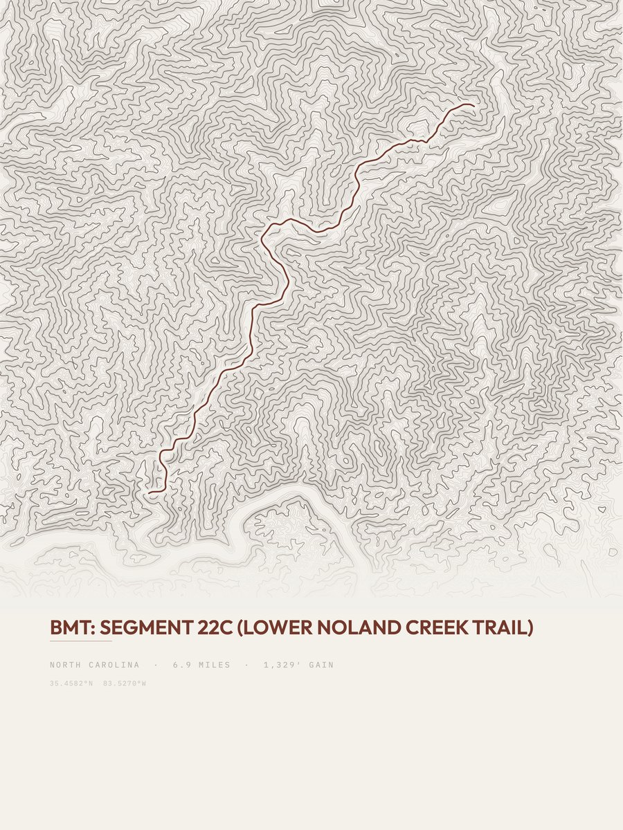 Lower Noland Creek Trail topographic trail print