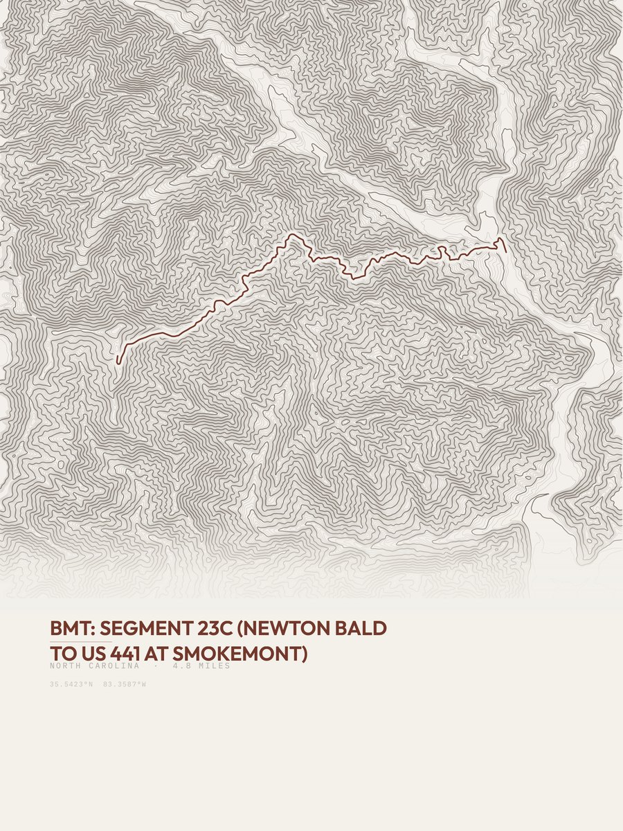 Newton Bald to Smokemont Topographic print