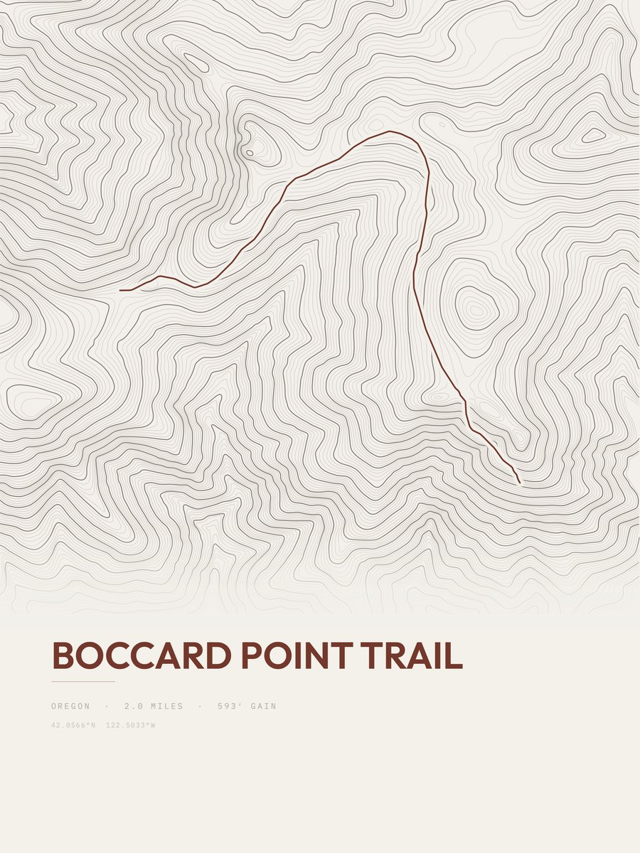 Boccard Point Trail topographic trail print