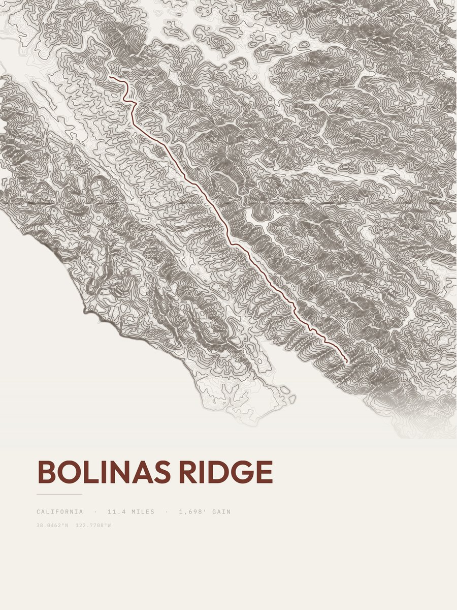 Bolinas Ridge Topographic print