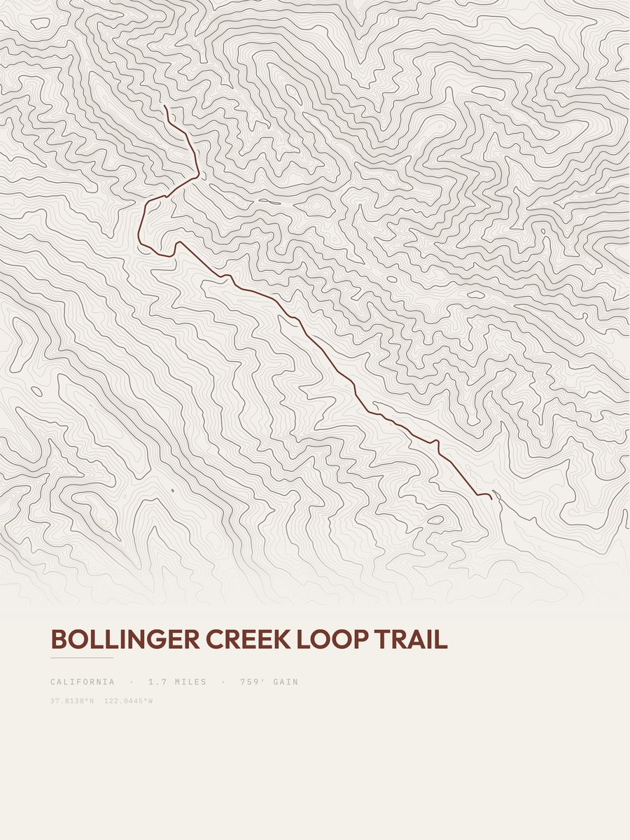 Bollinger Creek Loop Trail Topographic print