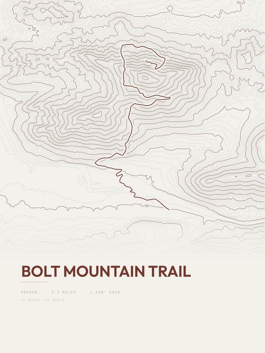 Bolt Mountain Trail Topographic print