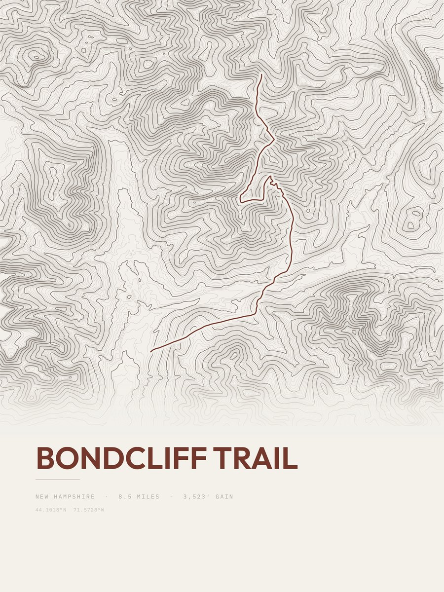 Bondcliff Trail Topographic print