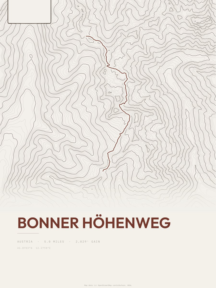 Bonner Höhenweg topographic trail print