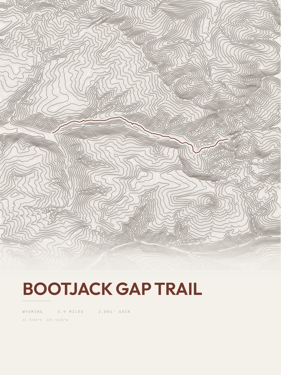 Bootjack Gap Trail Topographic print