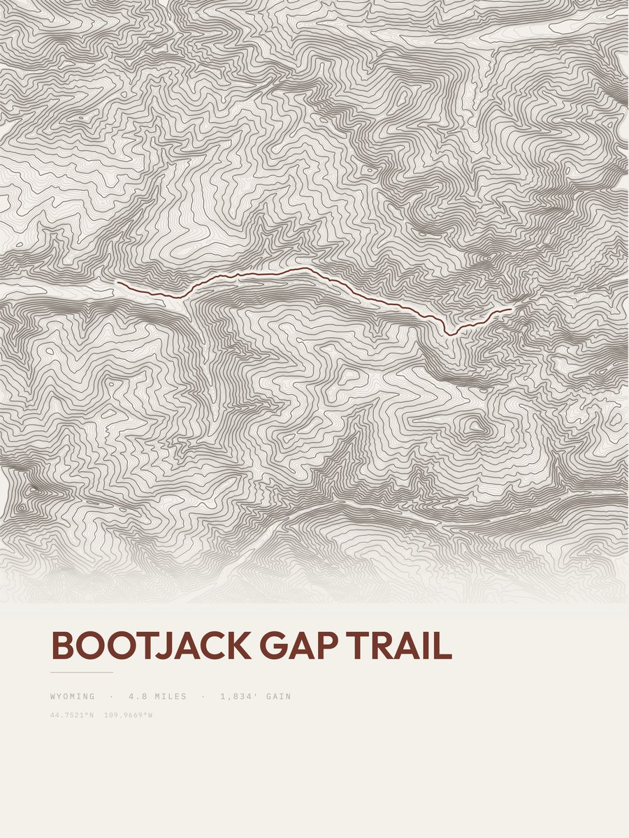 Bootjack Gap Trail Topographic print