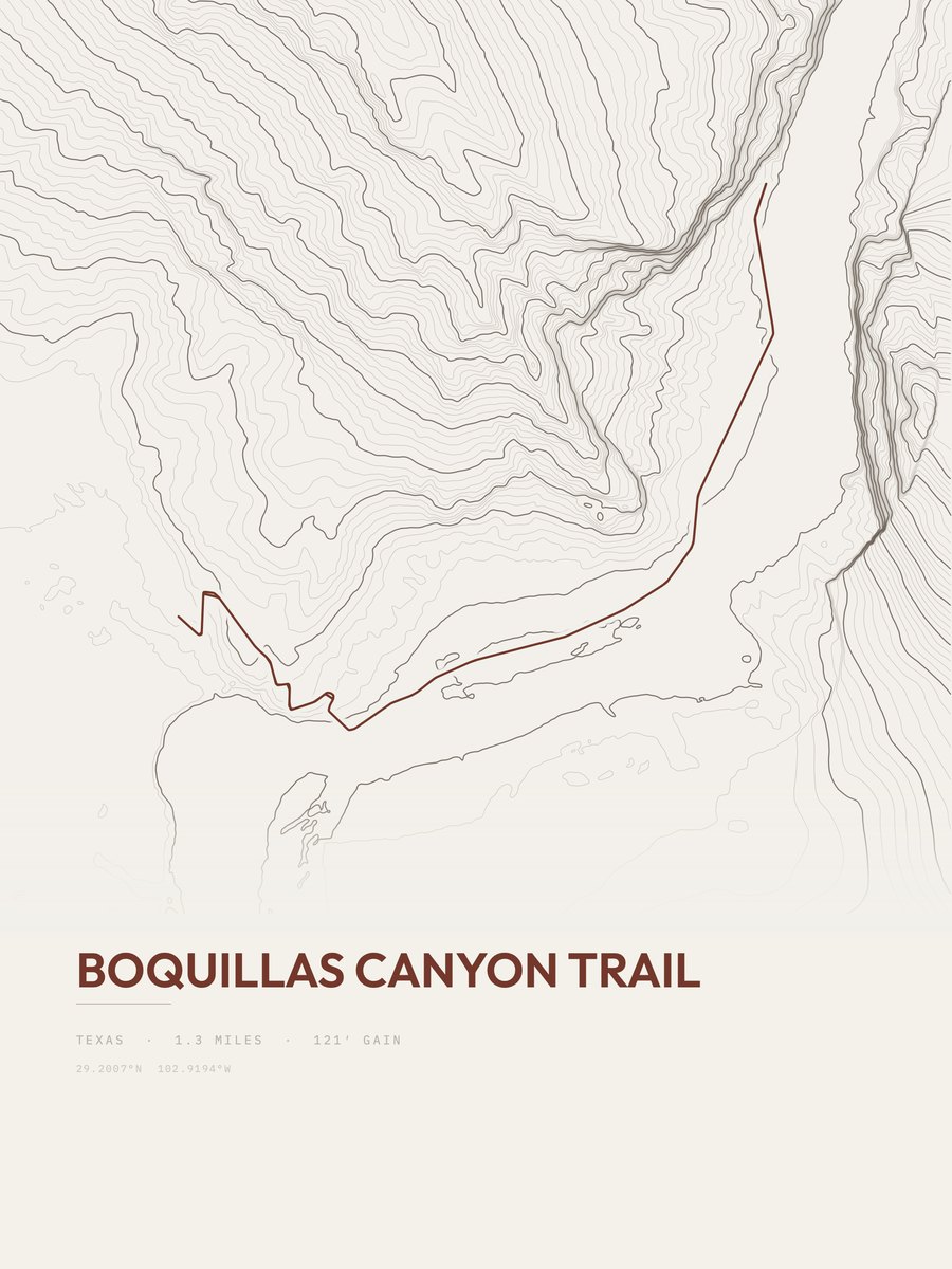 Boquillas Canyon Trail Topographic print