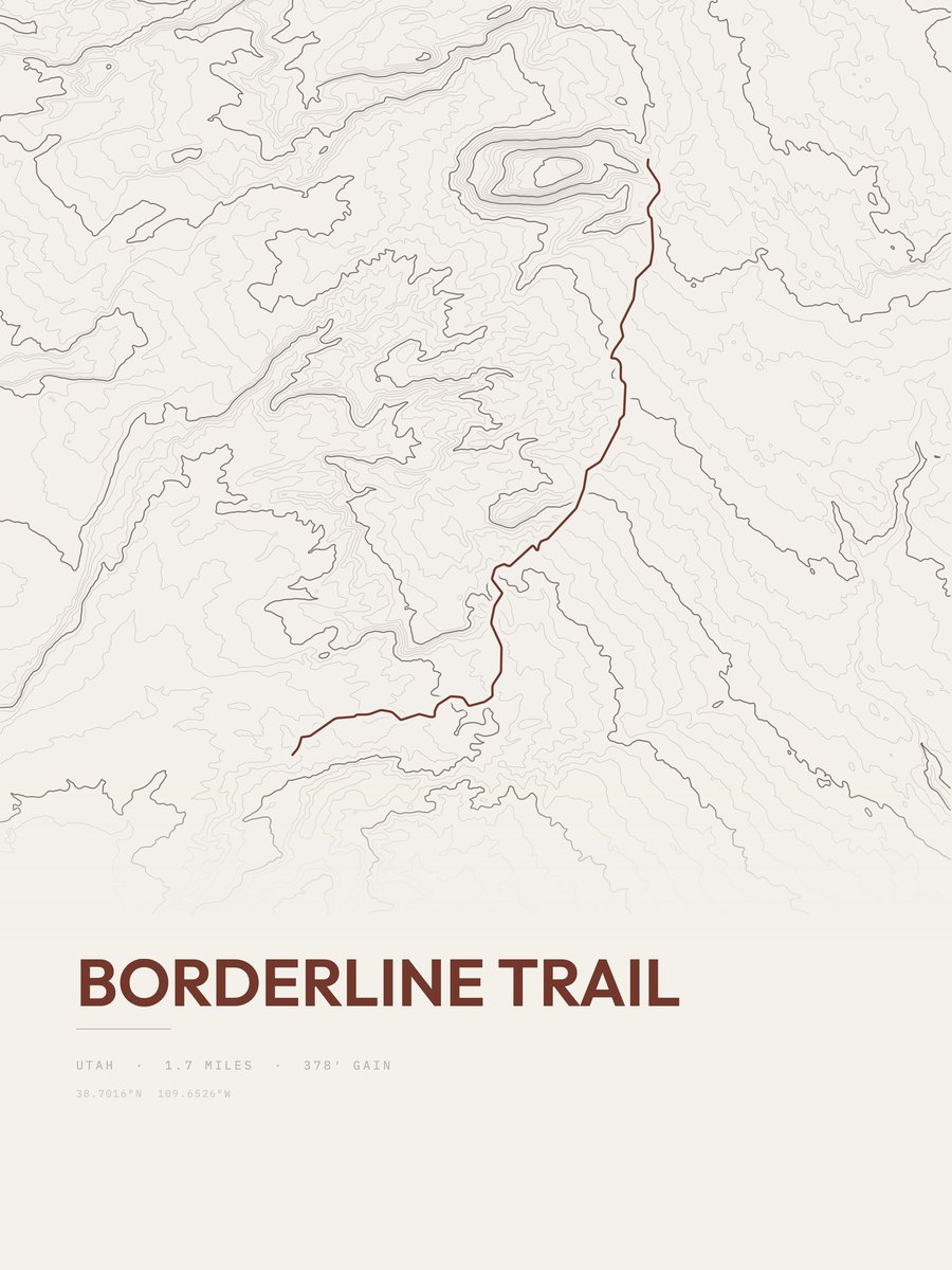 Borderline Trail Topographic print