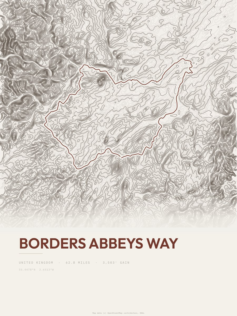 Borders Abbeys Way Topographic print