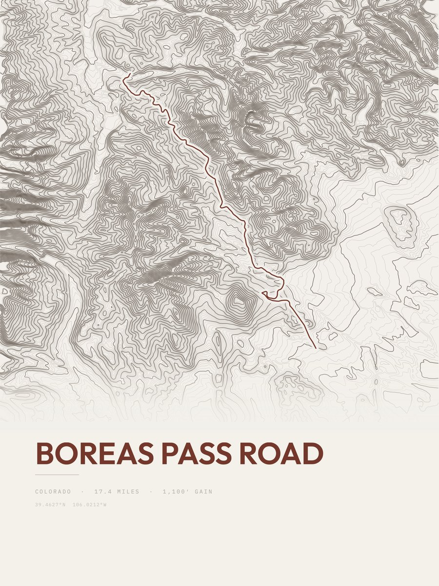 Boreas Pass Road topographic trail print