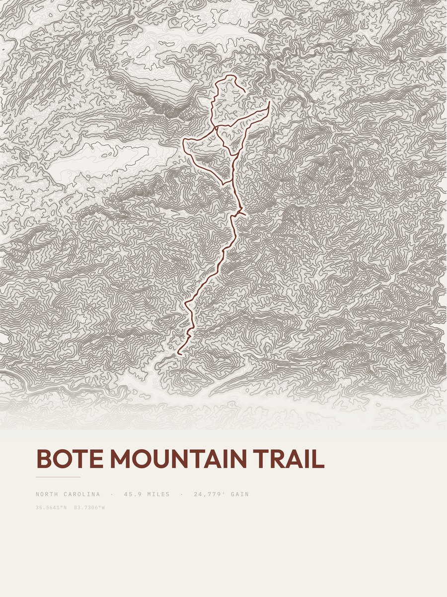 Bote Mountain Trail topographic trail print