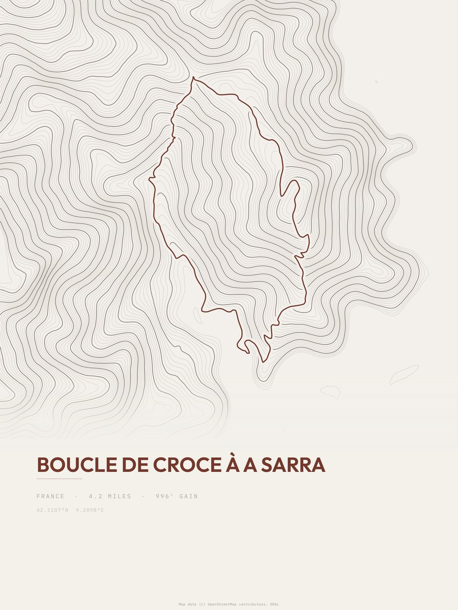 Boucle de Croce à a Sarra Topographic print