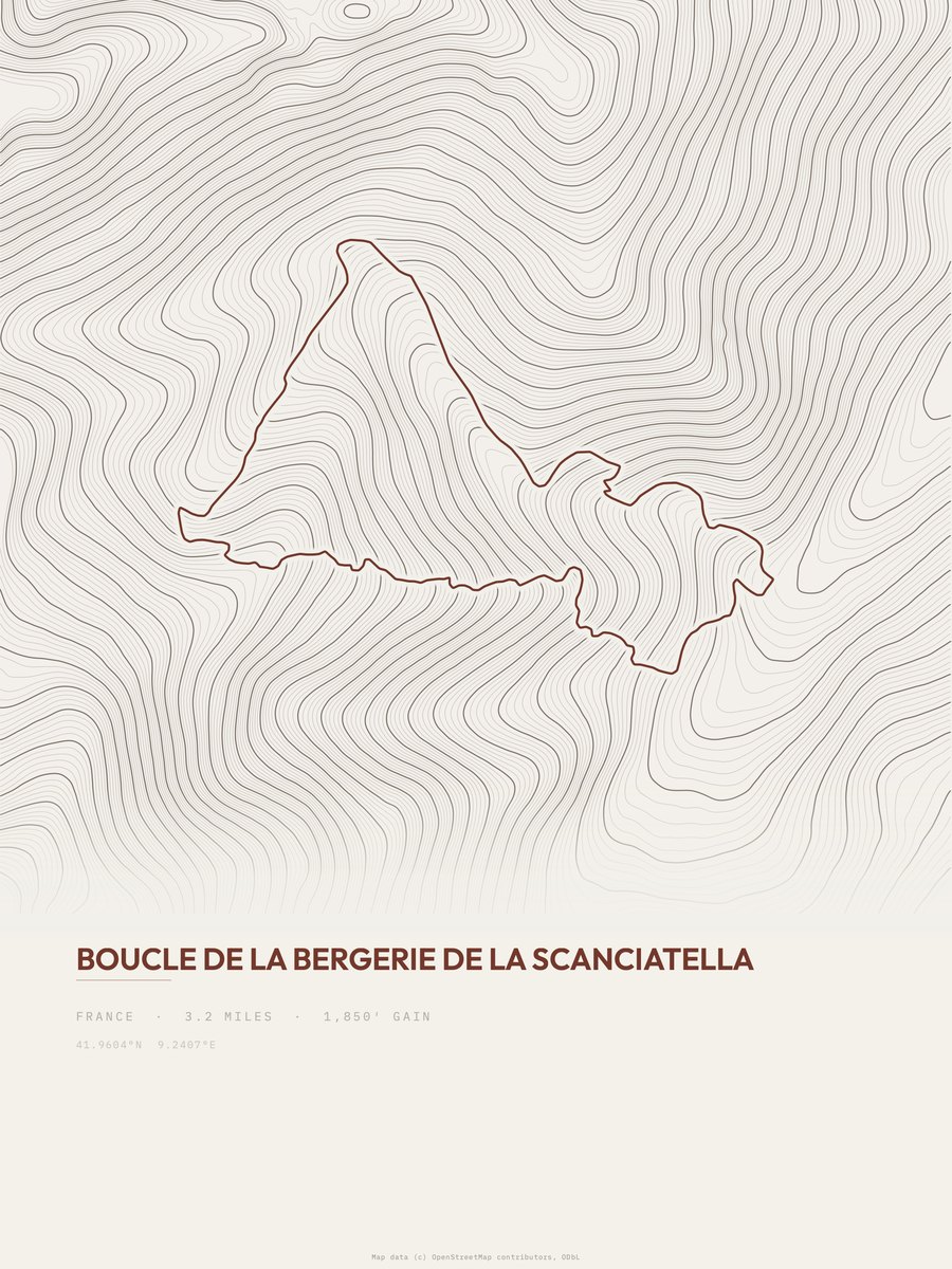 Bergerie de la Scanciatella topographic trail print