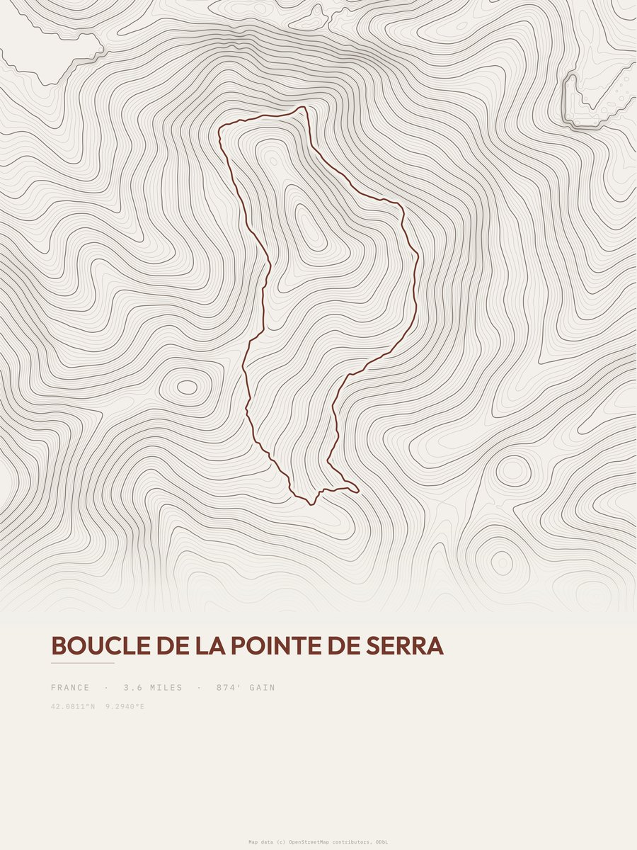 Boucle de la Pointe de Serra Topographic print