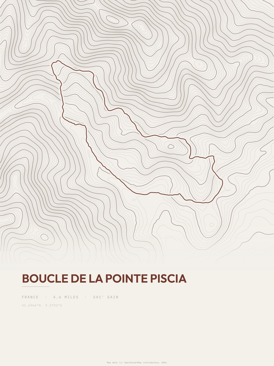 Boucle de la Pointe Piscia Topographic print